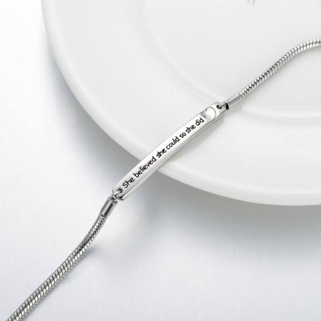 Bracelet d'identification en argent sterling pour fille diplômée avec mot gravé-3