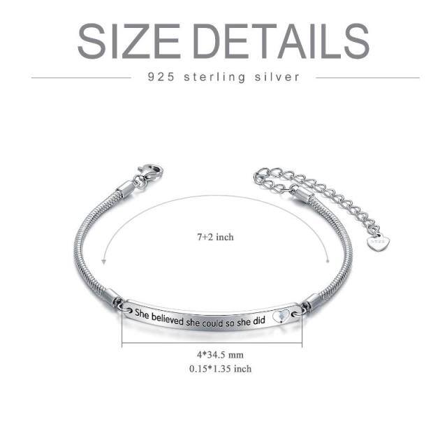 Bracelet d'identification en argent sterling pour fille diplômée avec mot gravé-4