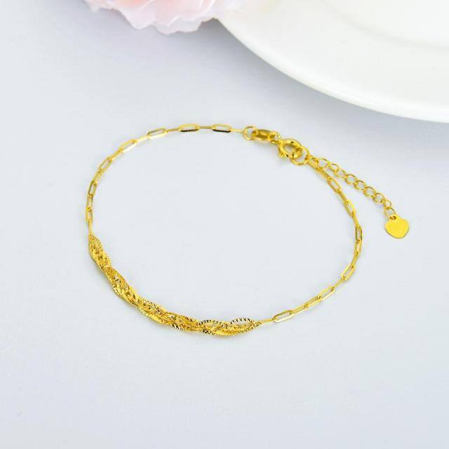 18K Gold Paperclip Chain Bracelet-3
