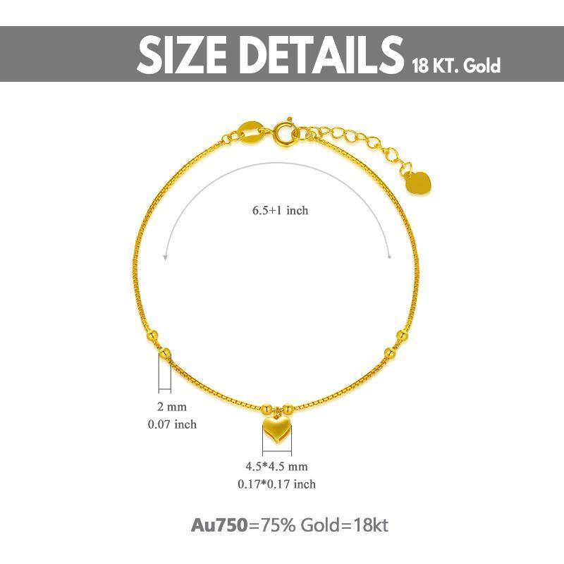 18K Gold Bead & Heart Pendant Bracelet-6