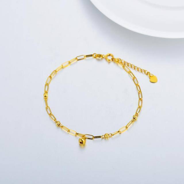 18K Gold Bead Paperclip Chain Bracelet-3
