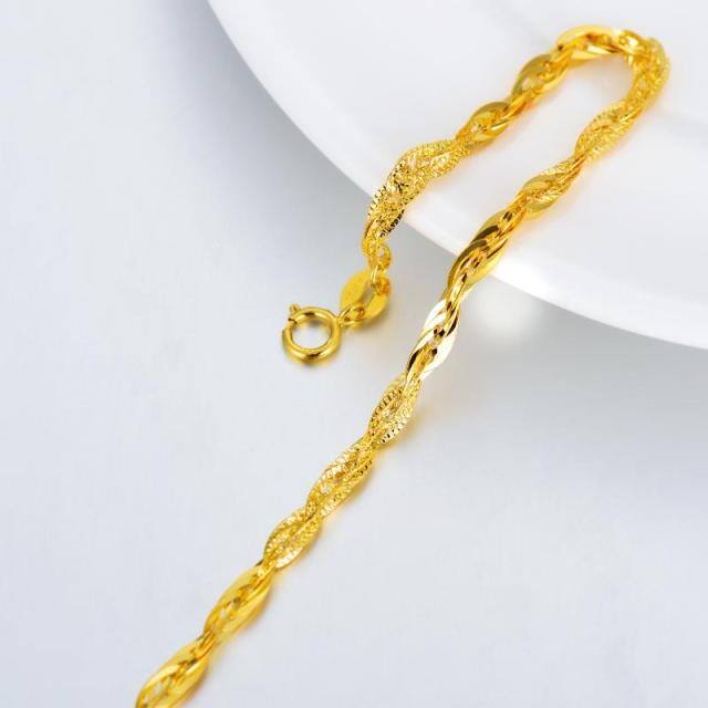 Pulseira de corrente de corda de 3 mm em ouro amarelo 18k-2