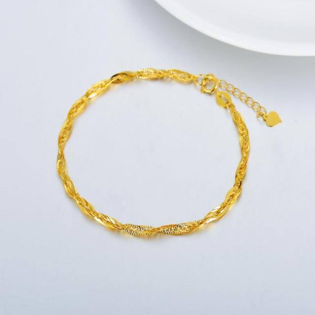 Pulseira de corrente de corda de 3 mm em ouro amarelo 18k-3