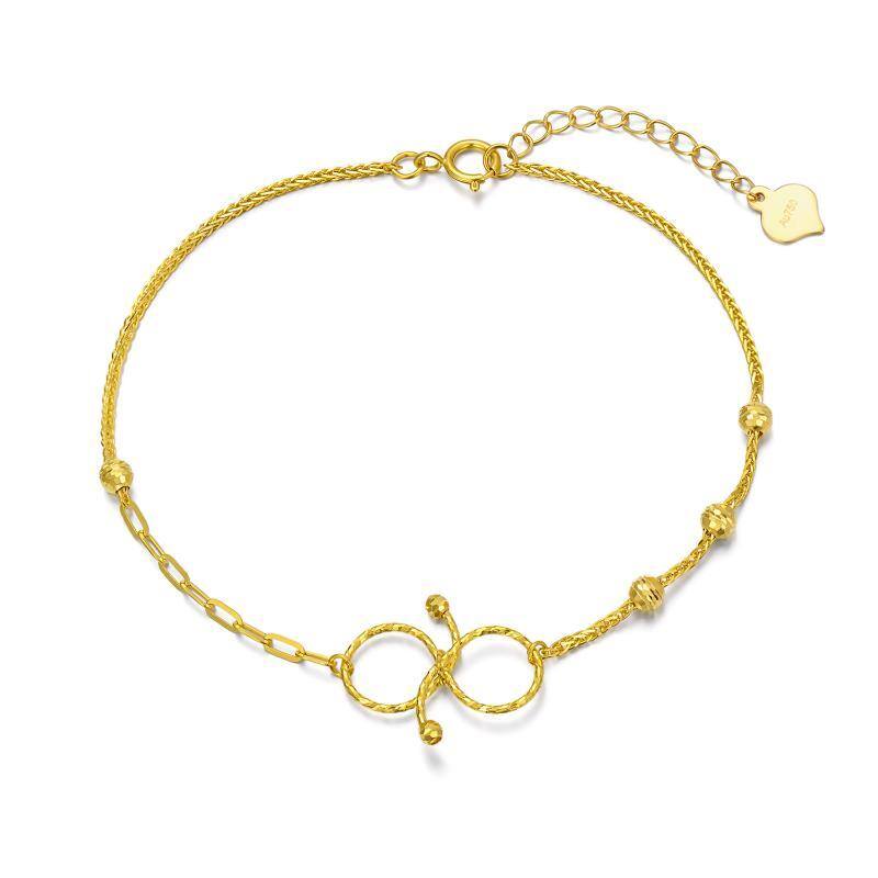 18K Gold Bead & Infinity Symbol Pendant Bracelet-1