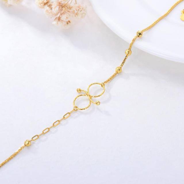 18K Gold Bead & Infinity Symbol Pendant Bracelet-3