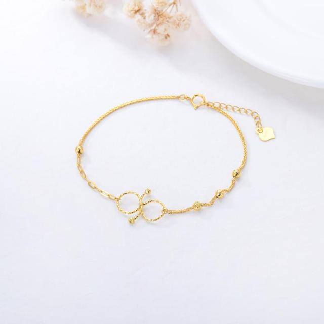 18K Gold Bead & Infinity Symbol Pendant Bracelet-2