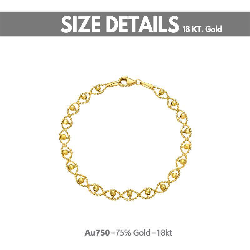 18K Gold Bead Station Chain Bracelet-6