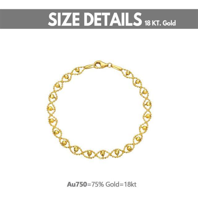 18K Gold Bead Station Chain Bracelet-5