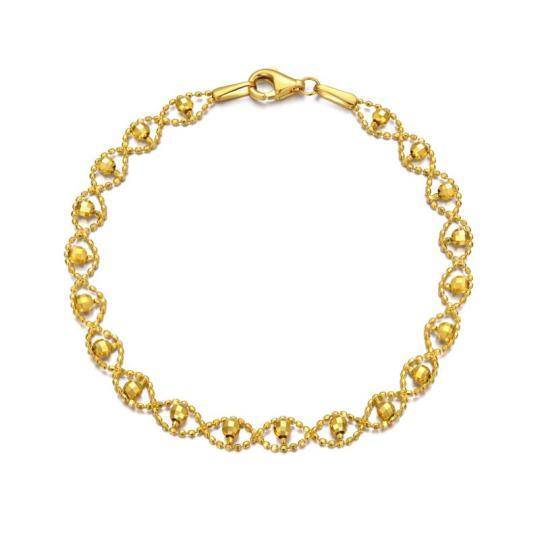18K Gold Bead Station Chain Bracelet