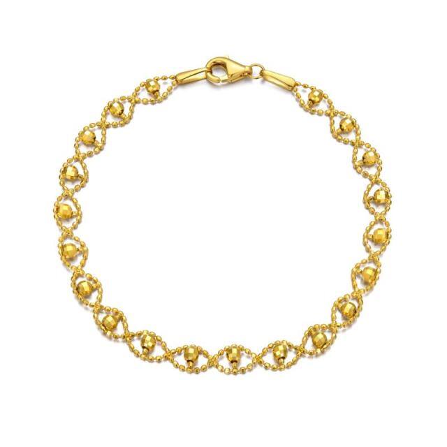 18K Gold Bead Station Chain Bracelet-0
