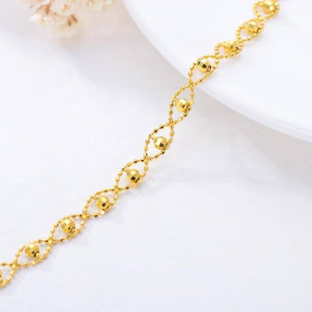 18K Gold Bead Station Chain Bracelet-3