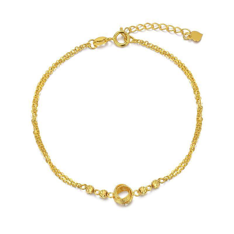 Bracelet superposé en or 18K avec perles et nœud celtique-1