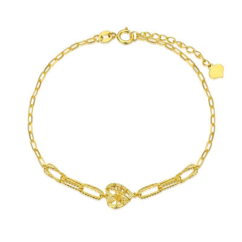 Bracelet en or 18K avec pendentif en forme de coeur-1