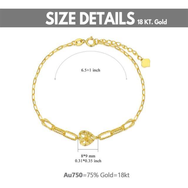 18K Gold Heart Pendant Bracelet-4