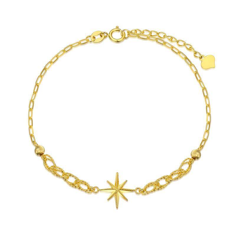 Pulsera Con Colgante De Estrellas Chapada En Oro Amarillo De 18 Quilates-1