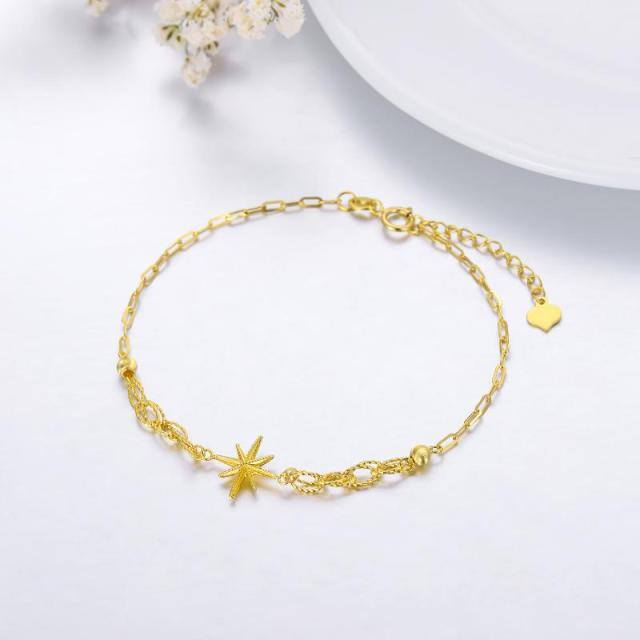 18K Gold Star Pendant Bracelet-3