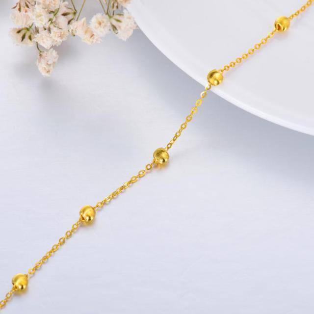 18K Gold Bead Station Chain Bracelet-3