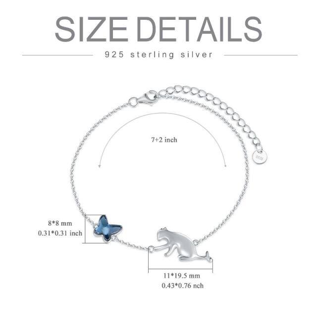 Sterling Zilveren Kristallen Vlinder & Kat Hanger Armband-5