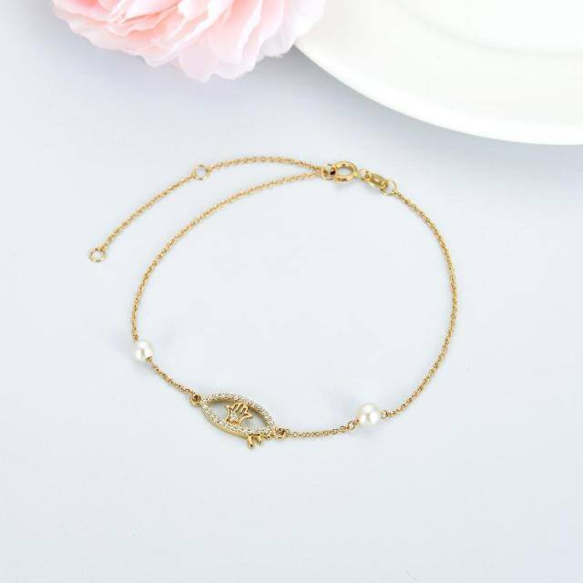 Pulsera Colgante Ojo de Diablo Perla Oro 14K-3