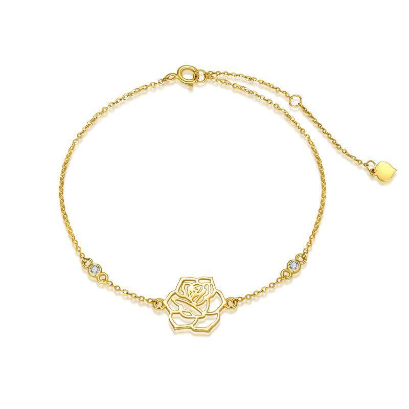 Bracelet pendentif rose moissanite en or 14 carats-1