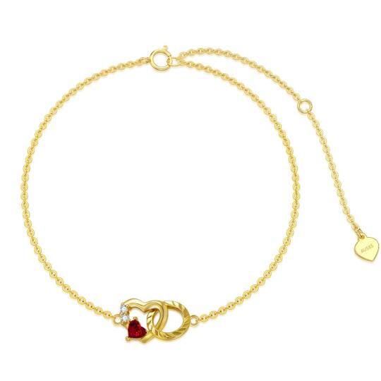 Bracciale con ciondolo a cuore in oro 14K con zircone