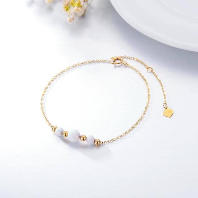 Bracelet de perles métalliques en or 14K et opale-2