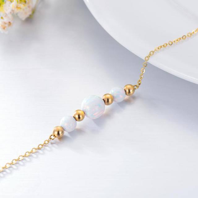 Bracelet de perles métalliques en or 14K et opale-3