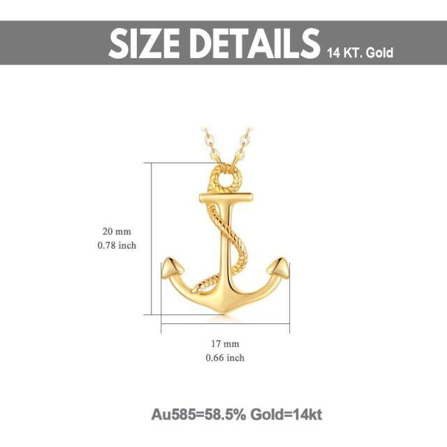 14K Gold Anchor Pendant Necklace-5