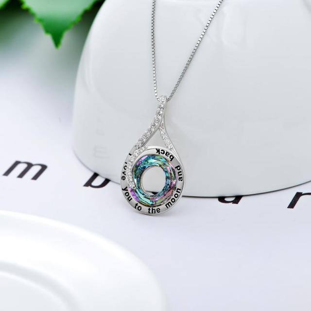 Sterling Silver Infinite Symbol Crystal Pendant Necklace-2
