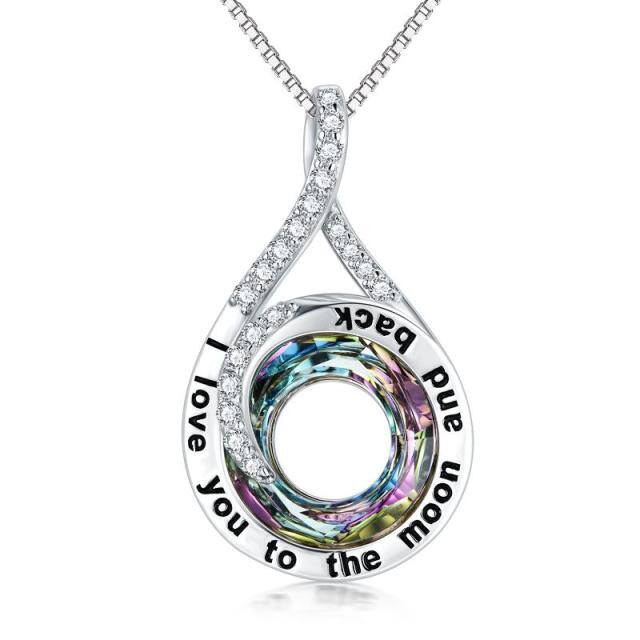 Sterling Silver Infinite Symbol Crystal Pendant Necklace-0
