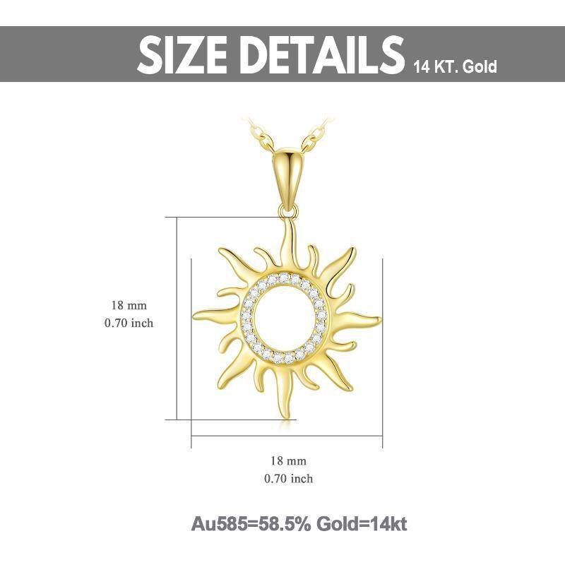 14K Gold Moissanite Sun Pendant Necklace-6