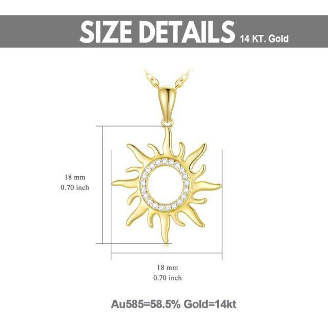 14K Gold Moissanite Sun Pendant Necklace-6