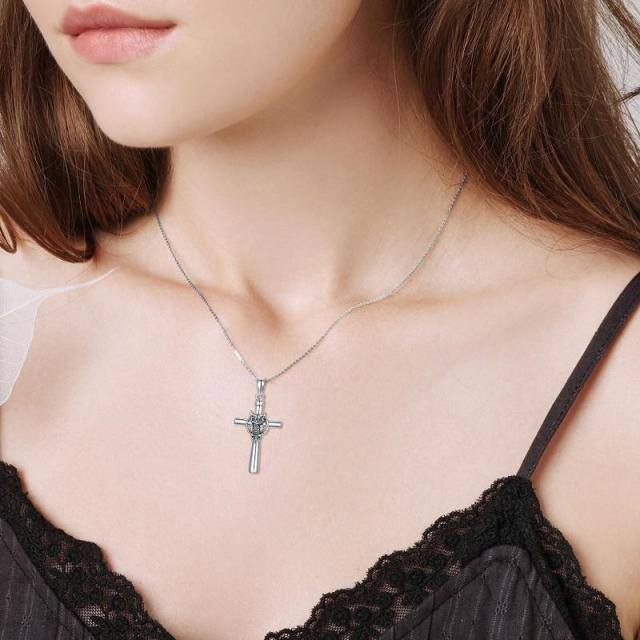 Sterling Silver Owl & Cross Urn Necklace for Ashes-1