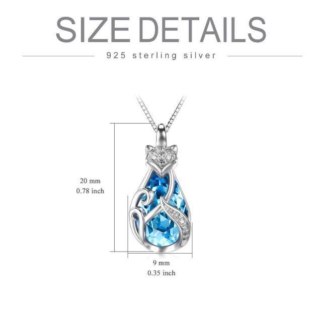 Sterling Silver Fox Crystal Pendant Necklace-4