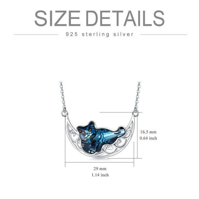 Collier en argent sterling avec pendentif en forme de coeur, chat en cristal, noeud celtiq-4