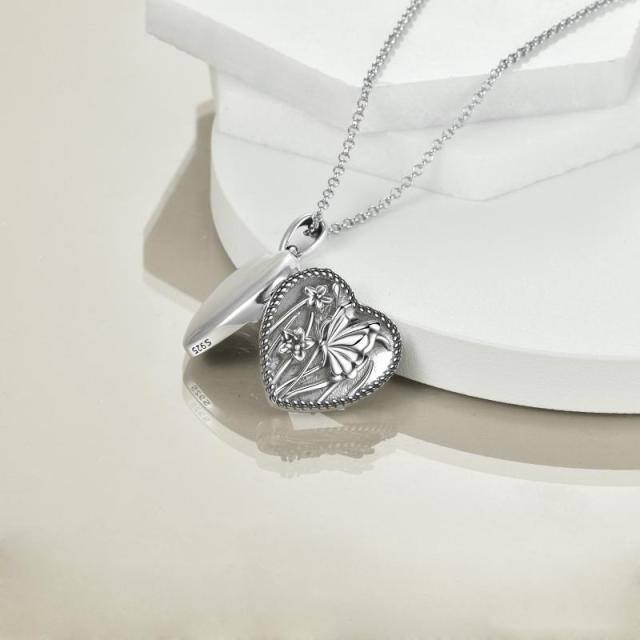 Collier en argent sterling avec pendentif photo personnalisé papillon et coeur-2