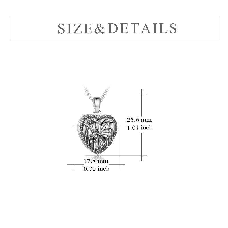 Collar Portafotos Personalizado Mariposa y Corazón en Plata de Ley-6