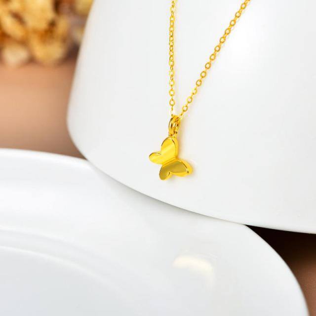 14K Gold Butterfly Pendant Necklace-2