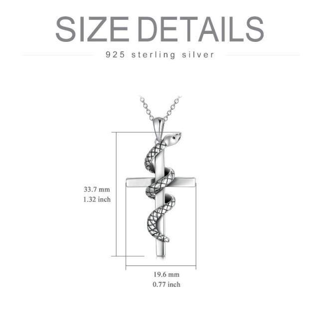 Snake Necklace for Men Cross Pendant 925 Sterling Silver Jewelry-4