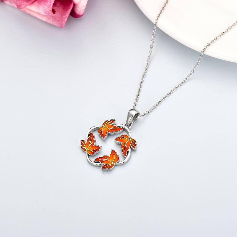Sterling Silver Maple Leaf Pendant Necklace-6