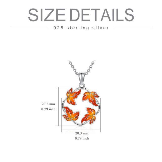 Sterling Silver Maple Leaf Pendant Necklace-4