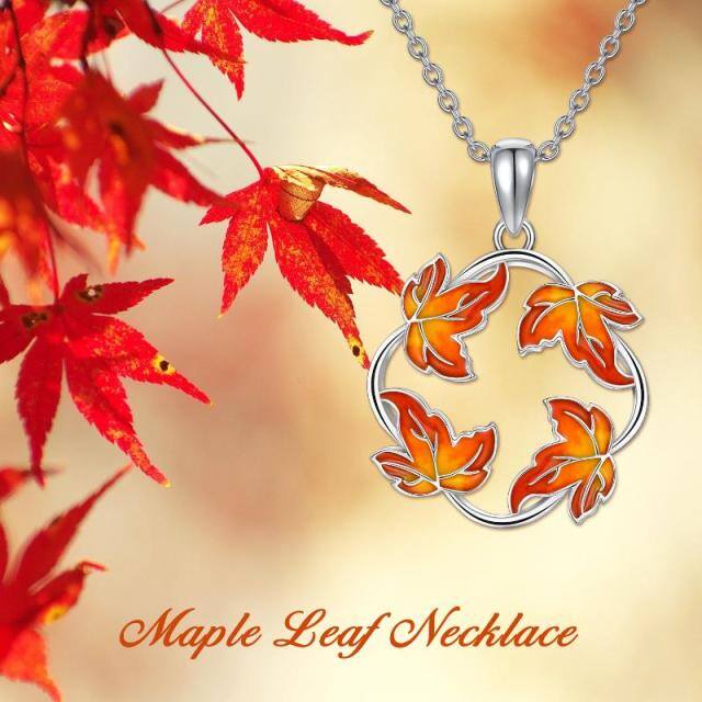 Sterling Silver Maple Leaf Pendant Necklace-2