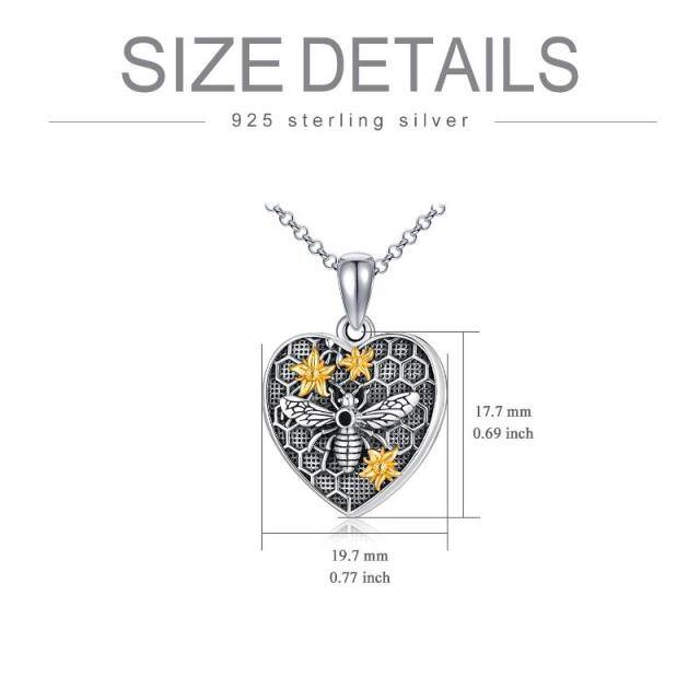 Sterling Silver Bees Personalized Photo Locket Necklace with Engraved Word-6