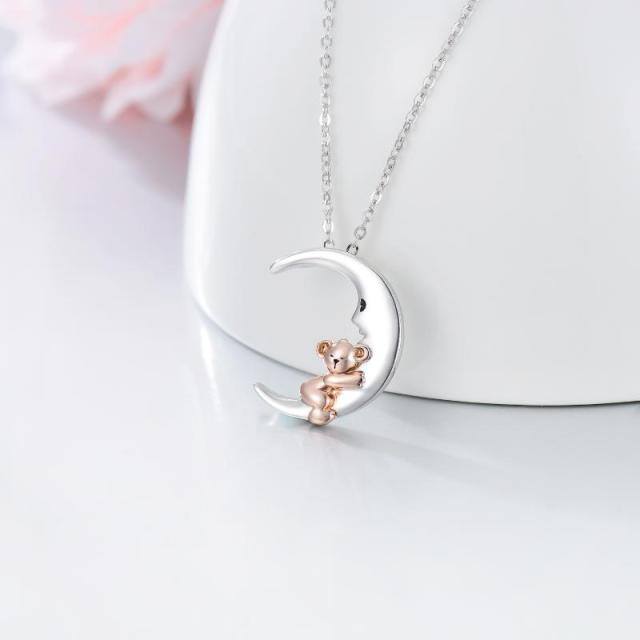 Sterling Silver Two-tone Koala Bear & Moon Pendant Necklace Gift for Kids-2