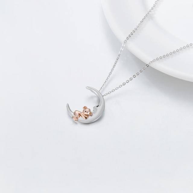 Collier en argent sterling avec pendentif Koala Bear & Moon bicolore Cadeau pour enfants-3