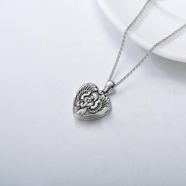 Collier en argent sterling mère et fille avec photo personnalisée et mot gravé-4