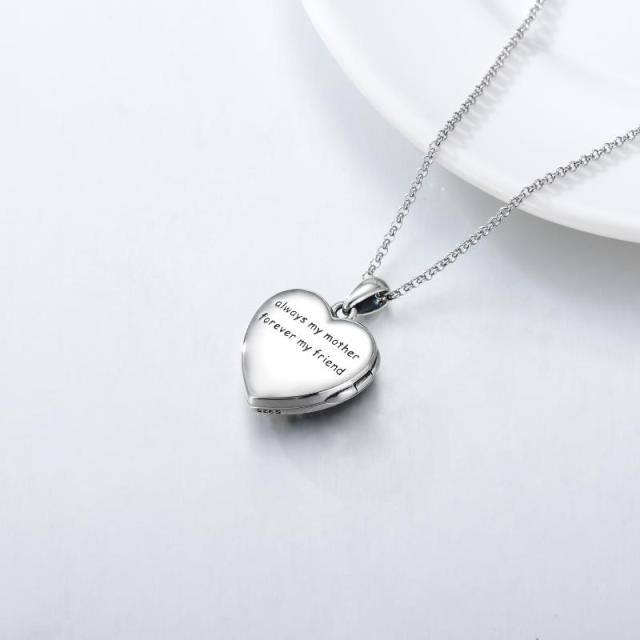 Sterling Silver Mother & Daughter Personalized Photo Locket Necklace with Engraved Word-5