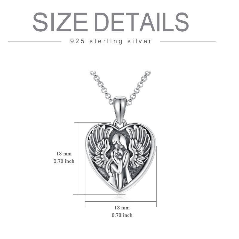 Sterling Silver Mother & Daughter Personalized Photo Locket Necklace with Engraved Word-8