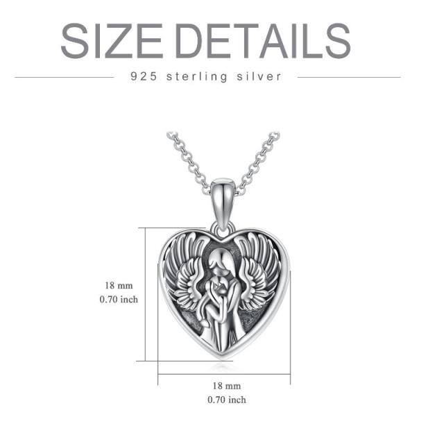 Sterling Silver Mother & Daughter Personalized Photo Locket Necklace with Engraved Word-7