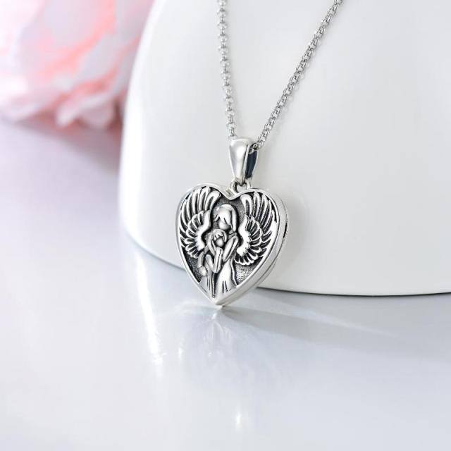 Collier en argent sterling mère et fille avec photo personnalisée et mot gravé-3